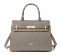 David Jones - Elegant women's handbag, PU leather shoulder strap, taupe grey, Medium