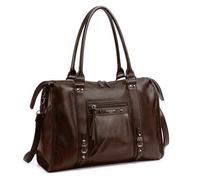 David Jones - Large Women's Handbag - Shoulder Tote Bag Faux Leather - School School Work Bag Size A4 - Vintage City Fashion Elegant Trendy, chocolate brown
