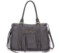 David Jones - Large Women's Tote Bag Suede Suede | Large Capacity XL A4 Size School School Bag with Iridescent Imitation Leather Nubuck Suede Bowling Style Vintage City Fashion