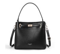 David Jones - Shoulder Bucket Handbag, Medium Size, 3 Compartments, Multiple Pockets, Elegant Classic Chic City Trendy Designer Bucket Bag - Black