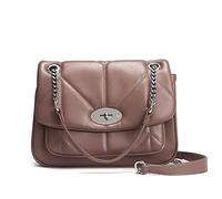 David Jones - Women's Crossbody Bag Quilted - Girl Shoulder Bag Chains PU Leather - Clutch Messenger Bag - Medium Size - Ladies Elegant Handbag Evening Party City - Old Pink