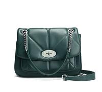 David Jones - Women's Crossbody Bag Quilted - Girl Shoulder Bag Chains PU Leather - Clutch Messenger Bag - Medium Size - Ladies Elegant Handbag Evening Party City - Green