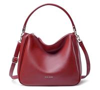 David Jones Women's Hobo Handbag - Faux PU Leather Shoulder Bag - Medium Size Tote Bag with Long Handle - Practical Elegant Classic City Fashion, Red, One Size, Contemporary