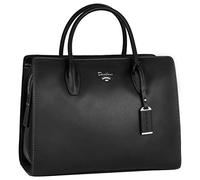 David Jones - Women's Large Handbag - Top Handle Bag PU Leather - Ladies Tote Shopper - Shoulder Crossbody Bag Multiple Pocket Compartment Satchel - Work Business Office Fashion Elegant - Black