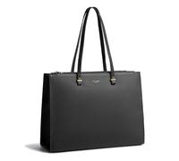 David Jones - Women's Large Tote Handbag XL - A4 Format Shoulder Bag for School, College, Work, and Business - Long Handle Shopper - Synthetic Leather Computer Bag, Grainy Black, one size
