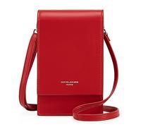 David Jones - Women's Mobile Phone Shoulder Bag - Small Shoulder Bag - Elegant Mini Satchel Bag - Faux Crocodile Leather - City Work Travel Evening, Red, One Size, Stylish