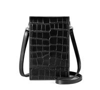 David Jones - Women's Mobile Phone Shoulder Bag - Small Shoulder Bag - Elegant Mini Satchel Bag - Faux Crocodile Leather - City Work Travel Evening, Black, One Size