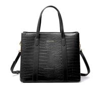 David Jones - Women's PU Leather Crocodile Pattern Handbag - Elegant Tote Bag - Shoulder Bag - Medium Capacity - Shopper 3 Compartments - City Fashion Chic Trendy, Black