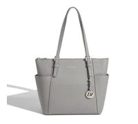 David Jones - Women's Shopping Handbag - Shoulder Tote Bag PU Leather Long Handle - Medium Capacity Shopper - Elegant City Bag, grey