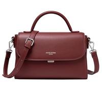 David Jones - Women's Shoulder Bag - PU Leather Flap Handbag - Shoulder Bag - Medium Size Satchel - Trendy Shopping Fashion Shopping Bag, Bordeaux Red, Taille unique