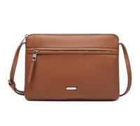 David Jones - Women's shoulder bag - small flat shoulder bag with imitation leather - classic elegant city clutch bag - 2 compartments - phone bag shopping travel, Brown Cognac, One Size, Stylish
