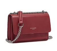 David Jones - Women's Small Chain Crossbody Bag - Ladies Rigid PU Leather Mini Shoulder Bag - Mobile Phone Purse Pouch Handbag Rectangular Messenger Bag - Evening Shopping Trendy City - Red