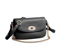 David Jones - Women's Small Chain Shoulder Bag - PU Leather Messenger Bag - Handbag Shoulder Flap Pouch - City Evening Shopping Phone Bag Fashion Elegant Trendy Chic, Black, One Size