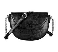 David Jones - Women's Small Crocodile Crossbody Bag - Ladies Chain Shoulder Bag PU Leather - Half Moon Round Messenger Clutch Saddle Bag - Fashion Elegant Trendy City Evening Shopping - Black