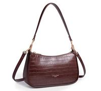 David Jones - Women's Small Crocodile Shoulder Bag - Hobo Handbag Imitation Leather Rigid PU Leather Under Shoulder Arm - Evening Satchel City Fashion Trendy Elegant Chic, chocolate brown