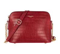David Jones - Women's Small Crossbody Bag - Chain Shoulder Bag - Crocodile PU Faux Leather Rigid Messenger Bag - Evening Party City Clutch - Ladies Zip Handbag - Fashion Elegant Trendy - Red