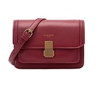 David Jones - Women's Small Crossbody Bag - Ladies Rigid PU Leather Shoulder Bag - Elegant Purse Mobile Wallet Pouch Handbag Rectangular Messenger Bag - Evening Shopping Trendy City - Burgundy Red