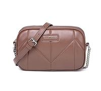 David Jones - Women's Small Crossbody Bag Zip - Ladies PU Leather Shoulder Bag 2 Compartments - Multi Pocket Mini Purse Handbag Clutch - Work Travel City Evening Party Phone - Old Pink