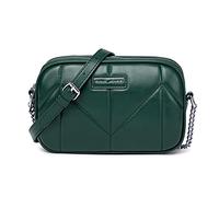 David Jones - Women's Small Crossbody Bag Zip - Ladies PU Leather Shoulder Bag 2 Compartments - Multi Pocket Mini Purse Handbag Clutch - Work Travel City Evening Party Phone - Green