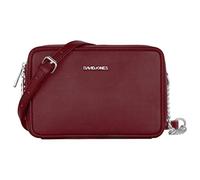 David Jones - Women's Small Square Crossbody Bag - Ladies Chain Shoulder Messenger Bag - PU Faux Leather Zipper Clutch - Little Cute Handbag Fashion Evening Pochette Phone Purse Elegant - Burgundy Red