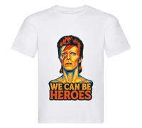 David Kids Glam Rock Music Inspired T-Shirt White Boys Girls Age 3-13 Bowie Graphic Tee