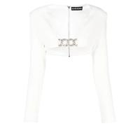 David Koma crystal-embellished crop top - White 10-12
