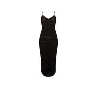 David Koma lace rose embroidered ruched midi dress - Black 8-10-12-14-18
