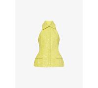 David Koma Womens David Koma Tailored High-Collar Sequinned Vest Top Yellow 8