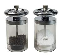 David Mason Design Kent Salt and Pepper Mill Set Grinder Pots Chrome and Acrylic 11.5cm