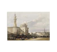 David Roberts Paint (Mosque of Sultan Hassan, from The Great Square of The Rameyleh) Poster Decorative Wall Art Canvas Prints for Bedroom 24x36inch