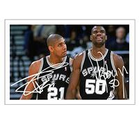 David Robinson & Tim Duncan Signed 6X4 Inch Photo Print Pre Printed Signature Basketball Autograph Gift