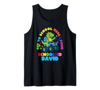 David Schoolchild Personalized Back to School Dino Truck Tank Top