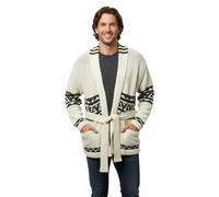 David Starsky Cardigan Sweater - Everyday Wear & Costume - 70s TV Show Gift Zebra Aztec Pattern Knit Tie Belt, Beige, S