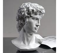 David Statue Greek Bust,Head Bust Statue for Roman Home Decor,Coffee Table Decor White,Greek Mythology Decorfor Bedroom/Living Room/Office 6"