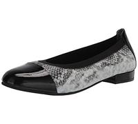 David Tate Womens Nicole Suede Cap Toe Ballet Flats, Black Snake Print, 10 X-Wide