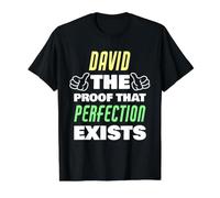 David The Proof that Perfection Exists Funny David Name Value Graphic T-Shirt, Men, Black, M