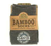 (David) Top Bloke Mens Bamboo Socks Grey Personalised Name