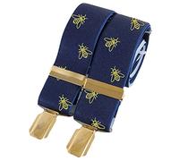 David Van Hagen Mens Bee 35mm Clip Braces - Navy/Gold