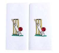 David Van Hagen Mens Embroidered Cricket Handkerchief - White/Yellow/Red