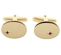 David Van Hagen Mens Oval Ruby Cufflinks - Gold
