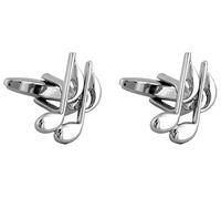 David Van Hagen Mens Quaver Musical Note Cufflinks - Silver
