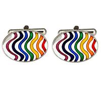 David Van Hagen Mens Rainbow Wave Cufflinks - Multi-colour
