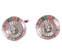 David Van Hagen Mens Roulette Wheel Cufflinks - Silver/Red/Blue