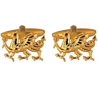 David Van Hagen Mens Welsh Dragon Cufflinks - Gold
