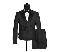 David WeJ Alfredo Cropped Double Breasted Jacquard Wave Print Tuxedo- Black - 54