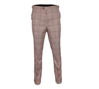 David WeJ Check Smart Trousers with Side Adjusters - Brown Orange - 42
