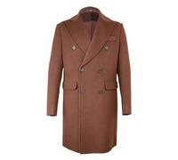David WeJ DW Signature Double Breasted Wool Overcoat - Brown - 54