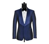 David WeJ DW Signature Satin Shawl Lapel Blazer - Navy - 44