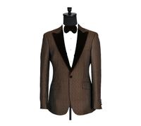 David WeJ DW Signature Velvet Peak Lapel Blazer - Brown - 50