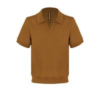 David WeJ Enzo Cotton V Neck Polo - Coffee - L